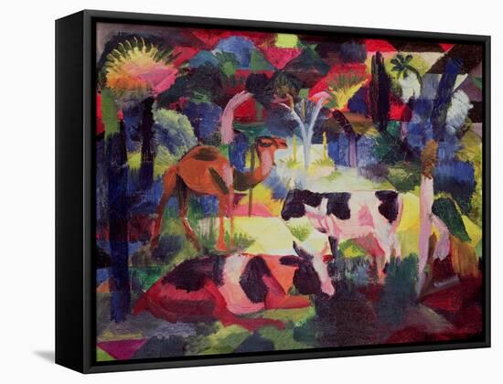 Landscape with Cows and a Camel-Auguste Macke-Framed Stretched Canvas