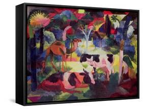 Landscape with Cows and a Camel-Auguste Macke-Framed Stretched Canvas