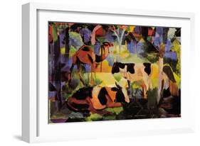 Landscape with Cows and Camels-Auguste Macke-Framed Premium Giclee Print