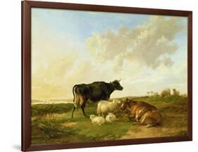 Landscape with Cows and Sheep, 1850-Thomas Sidney Cooper-Framed Giclee Print