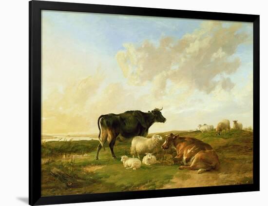 Landscape with Cows and Sheep, 1850-Thomas Sidney Cooper-Framed Giclee Print