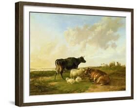 Landscape with Cows and Sheep, 1850-Thomas Sidney Cooper-Framed Giclee Print