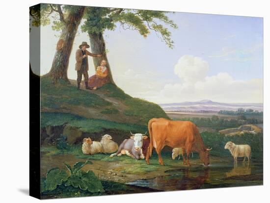 Landscape with Cows and Sheep-Abraham Bruiningh van Worrell-Stretched Canvas