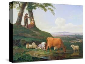 Landscape with Cows and Sheep-Abraham Bruiningh van Worrell-Stretched Canvas