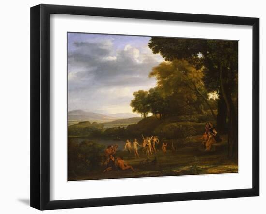 Landscape with Dancing Satyrs and Nymphs, 1646-Claude Lorraine-Framed Giclee Print
