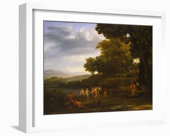 Landscape with Dancing Satyrs and Nymphs, 1646-Claude Lorraine-Framed Giclee Print