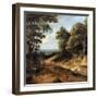 Landscape with deer hunt (The forest road)-Jacques d' Arthois-Framed Giclee Print