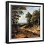 Landscape with deer hunt (The forest road)-Jacques d' Arthois-Framed Giclee Print