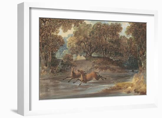 Landscape with Deer, North Carolina, c.1820-Joshua Shaw-Framed Giclee Print