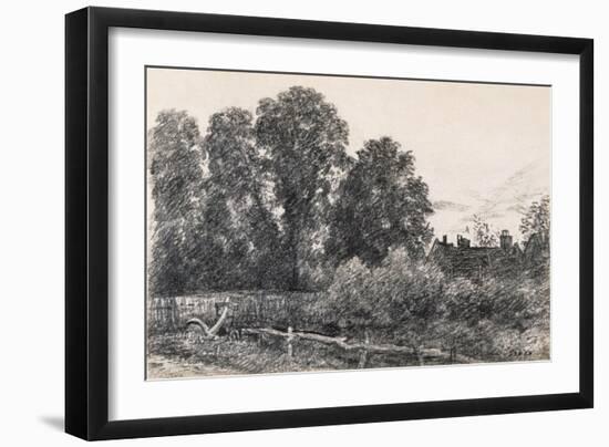 Landscape with Elm Tress and a House-John Constable-Framed Giclee Print