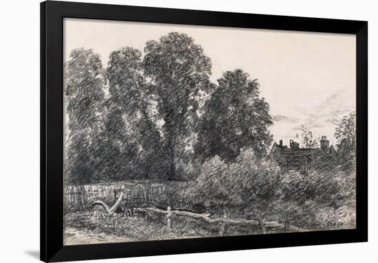 Landscape with Elm Tress and a House-John Constable-Framed Giclee Print