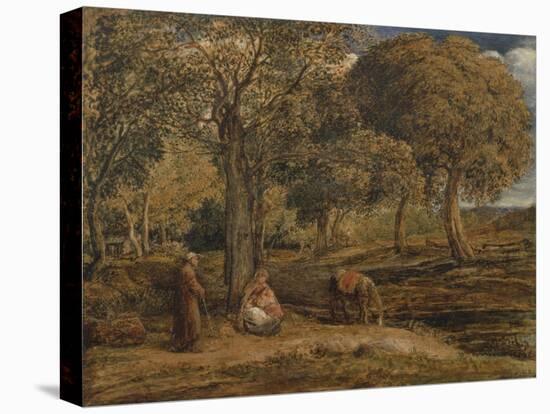 Landscape with Family Group, Possibly the Rest on the Flight into Egypt, C.1827-John Linnell-Stretched Canvas