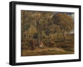 Landscape with Family Group, Possibly the Rest on the Flight into Egypt, C.1827-John Linnell-Framed Giclee Print