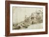 Landscape with Farm Buildings on the Right-Rembrandt van Rijn-Framed Giclee Print