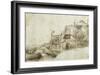 Landscape with Farm Buildings on the Right-Rembrandt van Rijn-Framed Giclee Print