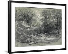 Landscape with Farm Cart on a Winding Track Between Trees-Thomas Gainsborough-Framed Giclee Print