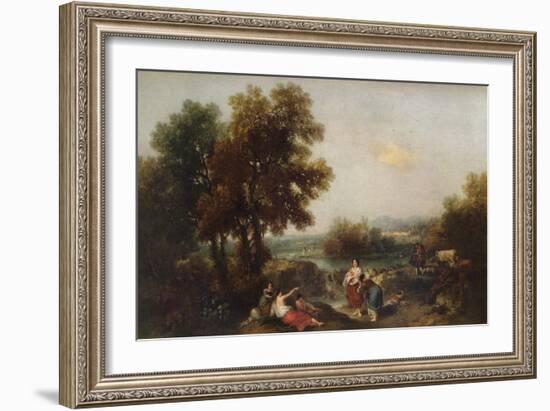 Landscape with Figures, 18th century, (1915)-Francesco Zuccarelli-Framed Giclee Print