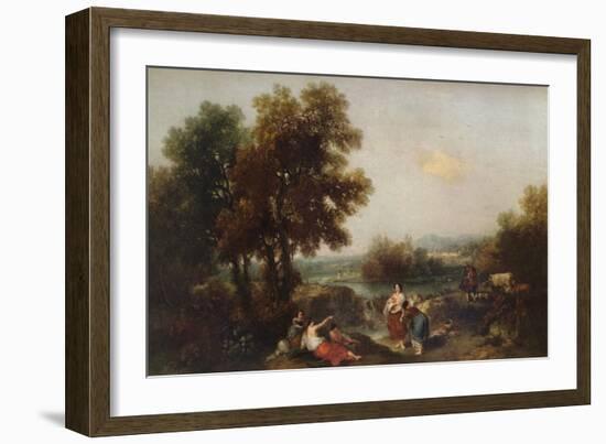 Landscape with Figures, 18th century, (1915)-Francesco Zuccarelli-Framed Giclee Print