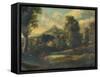 Landscape with Figures and a Painter-null-Framed Stretched Canvas