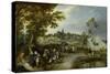 Landscape with Figures and a Village Fair (Village Kermesse)-Adriaen Pietersz van de Venne-Stretched Canvas