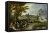 Landscape with Figures and a Village Fair (Village Kermesse)-Adriaen Pietersz van de Venne-Framed Stretched Canvas