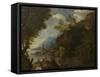 Landscape with figures and boats by Salvator Rosa-Salvator Rosa-Framed Stretched Canvas