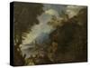 Landscape with figures and boats by Salvator Rosa-Salvator Rosa-Stretched Canvas