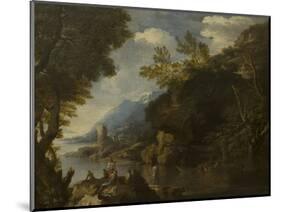 Landscape with figures and boats by Salvator Rosa-Salvator Rosa-Mounted Giclee Print