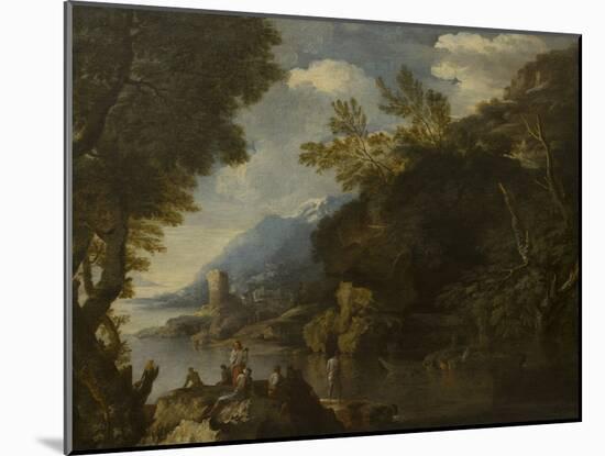 Landscape with figures and boats by Salvator Rosa-Salvator Rosa-Mounted Giclee Print