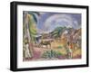 Landscape with Figures and Carriage, 1915 (Oil on Canvas)-Jules Pascin-Framed Giclee Print