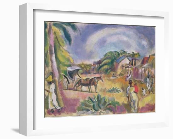 Landscape with Figures and Carriage, 1915 (Oil on Canvas)-Jules Pascin-Framed Giclee Print