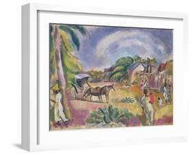 Landscape with Figures and Carriage, 1915 (Oil on Canvas)-Jules Pascin-Framed Giclee Print