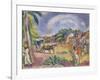 Landscape with Figures and Carriage, 1915 (Oil on Canvas)-Jules Pascin-Framed Giclee Print