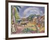 Landscape with Figures and Carriage, 1915 (Oil on Canvas)-Jules Pascin-Framed Giclee Print