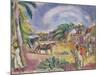 Landscape with Figures and Carriage, 1915 (Oil on Canvas)-Jules Pascin-Mounted Giclee Print