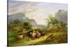 Landscape with Figures and Cattle-James Leakey-Stretched Canvas