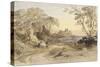 Landscape with Figures and Distant Castle-John Varley-Stretched Canvas