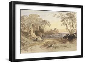 Landscape with Figures and Distant Castle-John Varley-Framed Giclee Print