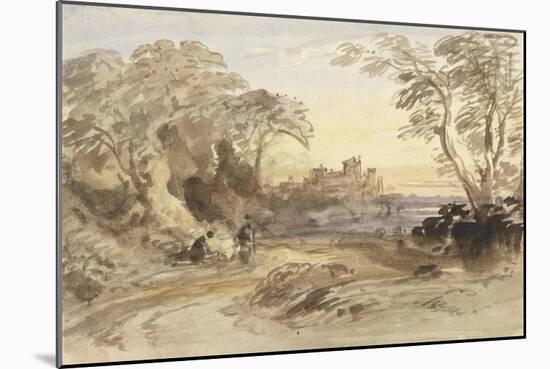 Landscape with Figures and Distant Castle-John Varley-Mounted Giclee Print