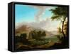 Landscape with Figures by a Lake-null-Framed Stretched Canvas