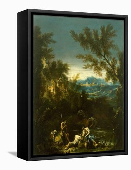Landscape with Figures, C. 1715 (Oil on Canvas)-Alessandro Magnasco-Framed Stretched Canvas
