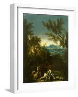 Landscape with Figures, C. 1715 (Oil on Canvas)-Alessandro Magnasco-Framed Giclee Print