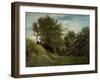 Landscape with Figures Seated on a Bank, Late 1870S-Charles Francois Daubigny-Framed Giclee Print