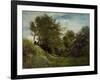 Landscape with Figures Seated on a Bank, Late 1870S-Charles Francois Daubigny-Framed Giclee Print