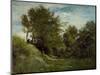 Landscape with Figures Seated on a Bank, Late 1870S-Charles Francois Daubigny-Mounted Giclee Print