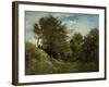 Landscape with Figures Seated on a Bank, Late 1870S-Charles Francois Daubigny-Framed Giclee Print