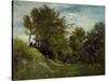 Landscape with Figures Seated on a Bank, Late 1870S-Charles Francois Daubigny-Stretched Canvas