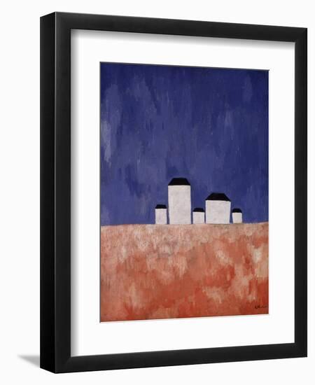 Landscape with Five Houses, c.1932-Kasimir Malevich-Framed Giclee Print