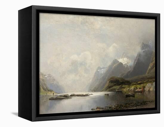 Landscape with Fjord, Steam Boats and Sailing Ships-Adolf Schweitzer-Framed Stretched Canvas