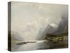 Landscape with Fjord, Steam Boats and Sailing Ships-Adolf Schweitzer-Stretched Canvas